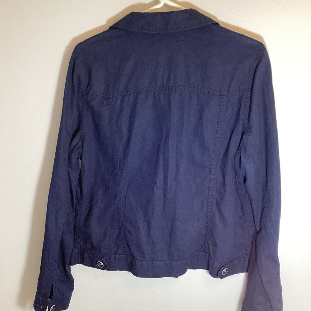 Relativity Women's Deep Blue Jean Jacket Linen Blend - Picture 4 of 4